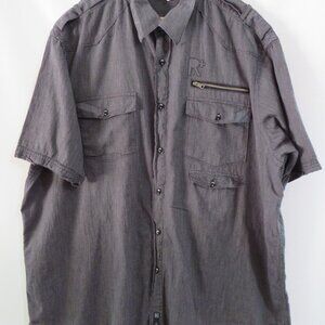 RocaWear Men's Long Sleeve Button Up Shirt Size 3XL Gray Black 106830 - (B)